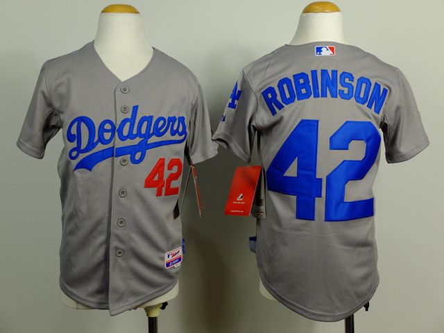 Youth Los Angeles Dodgers 42 Robinson Grey MLB Jerseys